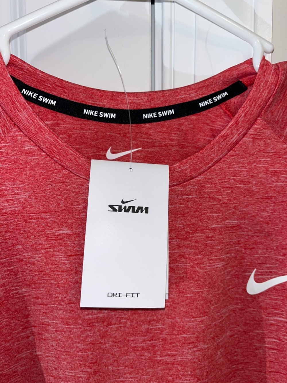 New Red Nike Swim Beach Pool Summer Hydroguard long sleeve men’s T shirt L NWT - Picture 2 of 4